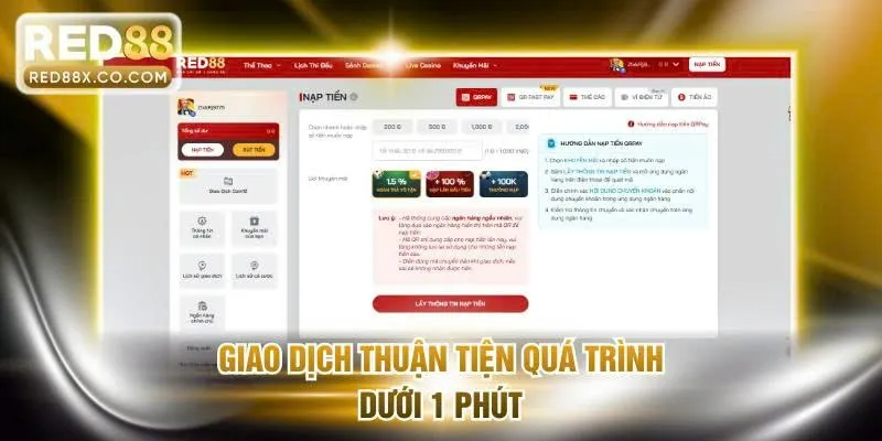 Giao dịch thuận tiện quá trình dưới 1 phút
