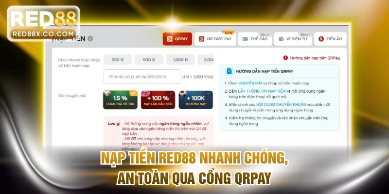 Nạp tiền RED88 nhanh chóng, an toàn qua cổng QRPAY