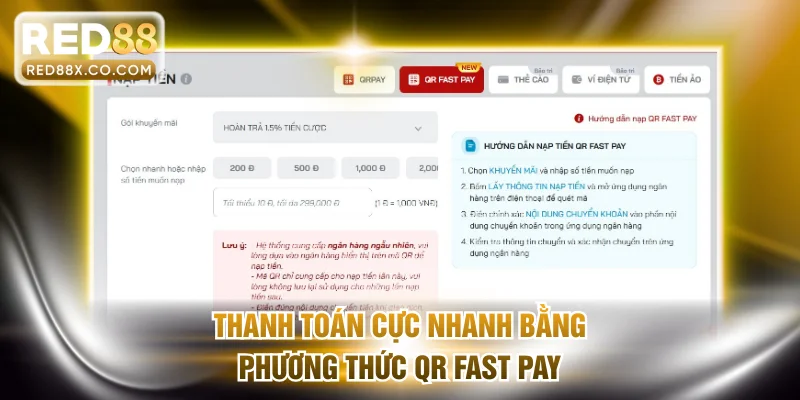 Thanh toán cực nhanh bằng phương thức QR FAST PAY